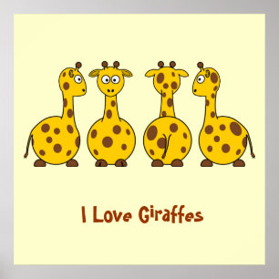 Póster Me encantan las jirafas Personalizados  animales n