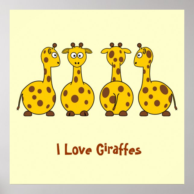 Póster Me encantan las jirafas Personalizados  animales n (Frente)