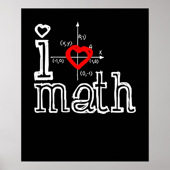 Póster Me encantan las matemáticas de corazón (Frente)