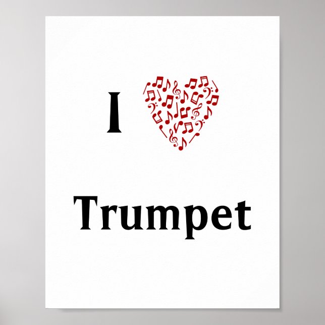 Póster Me encantan las notas de Trumpet Red Heart of Musi (Frente)