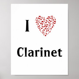 Póster Me encantan las notas del Clarinet Red Heart of Mu