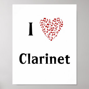 Póster Me encantan las notas del Clarinet Red Heart of Mu