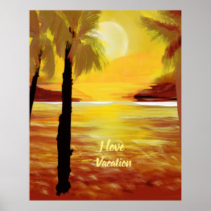 Póster Me encantan las vacaciones PalmTrees del Océano at