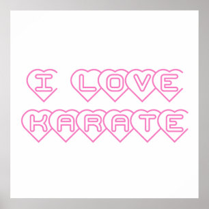 Póster Me encantan los corazones rosados de Karate
