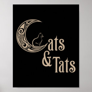 Póster Me Encantan Los Gatos Y Los Tatuajes Graciosos