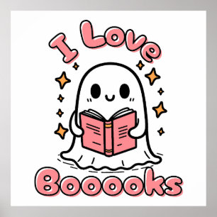 Póster me encantan los libros fantasma halloween