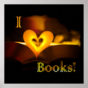Póster Me encantan los libros - I 'Heart' Books (Luz de l