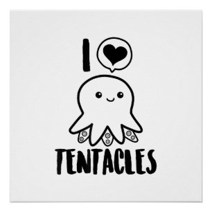Póster Me encantan los tentacles camisetas de café pulpo
