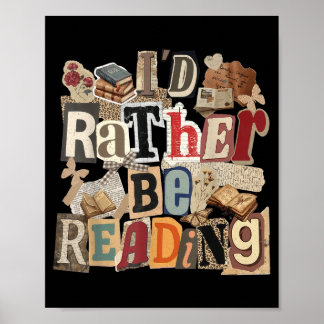 Póster Me encantaría estar leyendo divertido ratón de bib