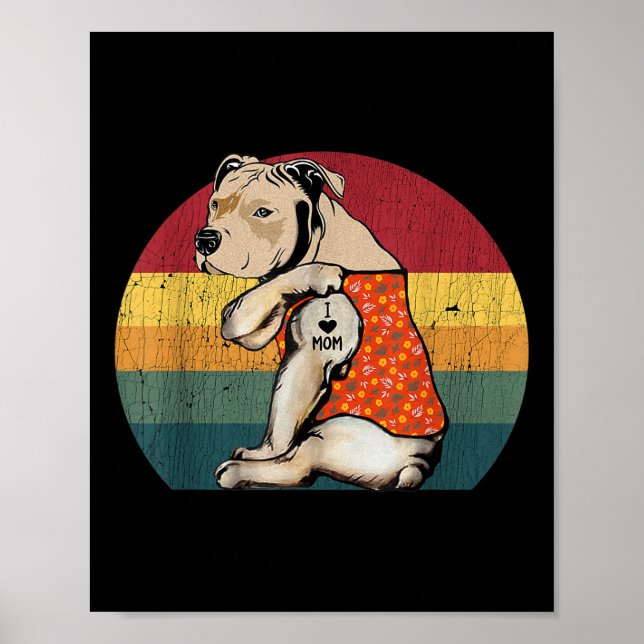 Póster Me Encanto Mamá Pitbull Perro Tattoo Flor Mola de  (Frente)