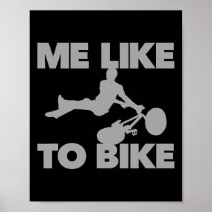 Póster Me gusta andar en bicicleta divertida bicicleta de