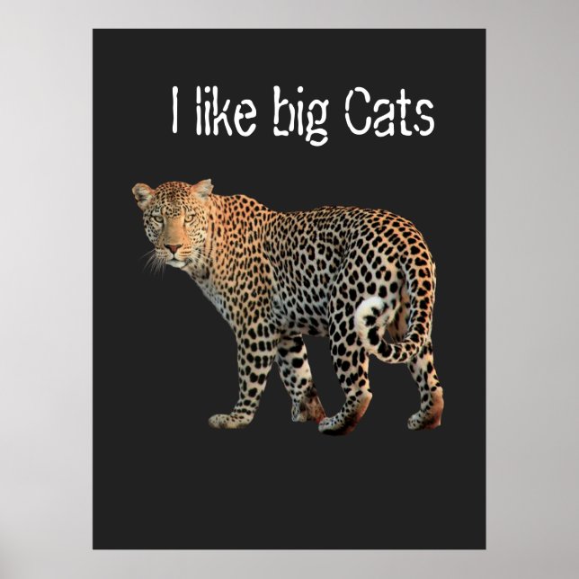 Póster Me gusta el diseño de Big Cats Leopard al personal (Frente)