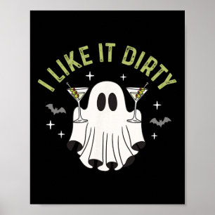 Póster Me Gusta El Fantasma Sucio De Martini De Halloween