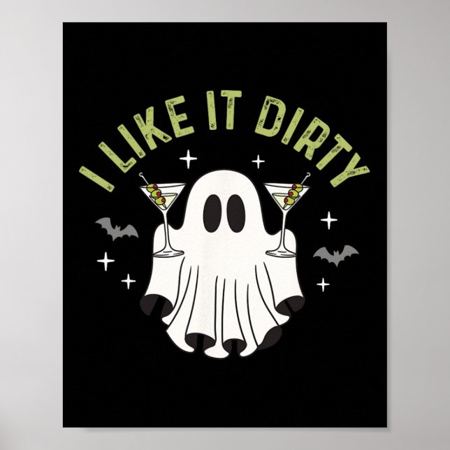 Póster Me Gusta El Fantasma Sucio De Martini De Halloween (Frente)