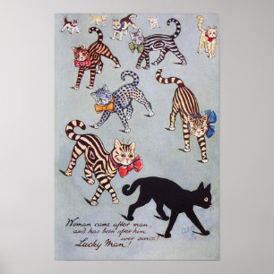 Póster Me gusta el gato negro, Louis Wain