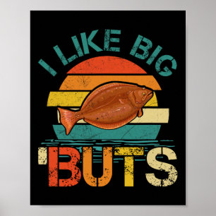 Póster Me Gusta El Gran Buts Halibut Para Los Pescadores