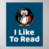 Me Gusta Leer Poster Pingüino