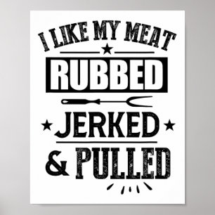 Póster Me Gusta Mi Carne Cubierta Jerqueada Y Bbq Grilli