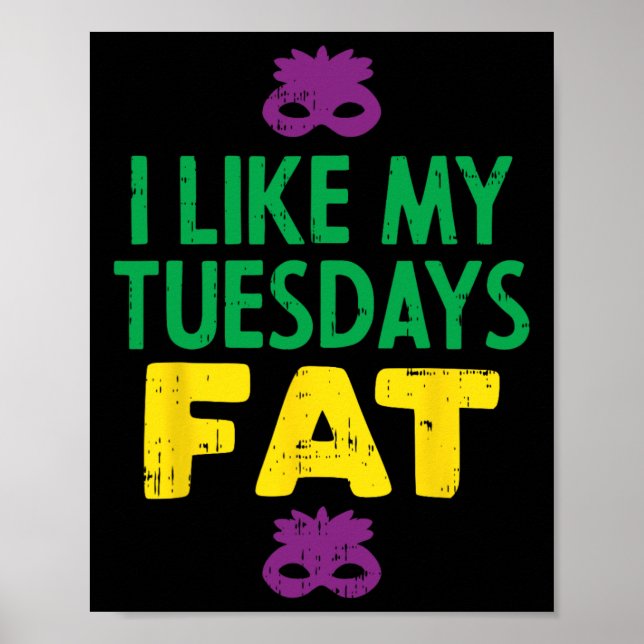 Póster Me Gusta Mi Máscara De Fat Jester Funny Mardi Gra (Frente)