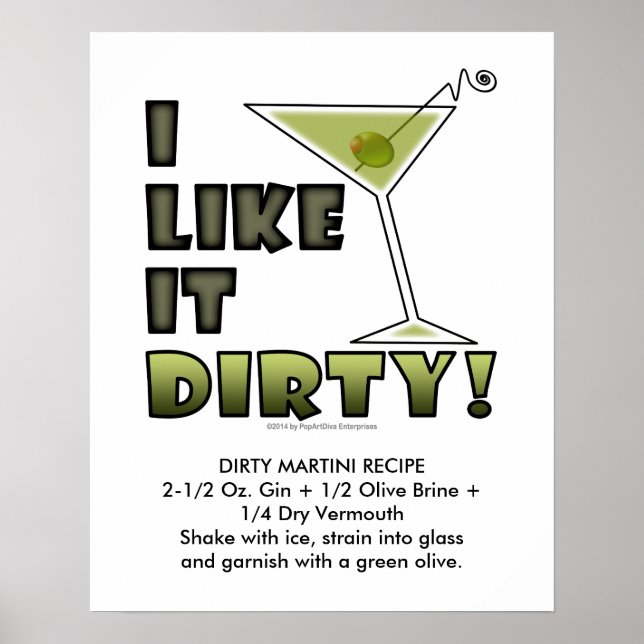 Póster ¡ME GUSTA MORIR! Cóctel 16x20 Dirty Martini (Frente)