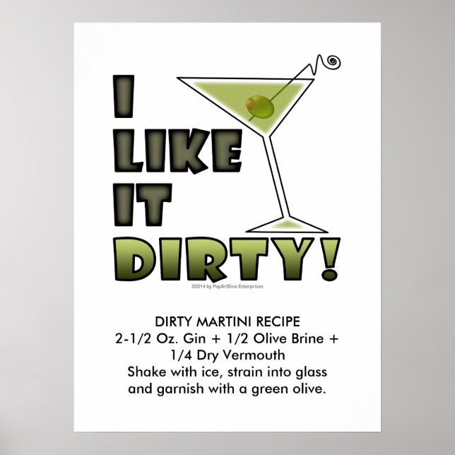 Póster ¡ME GUSTA MORIR! Cóctel 18x24 Dirty Martini (Frente)