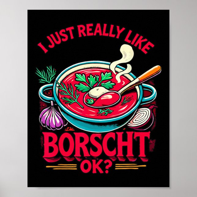 Póster Me gusta mucho el borscht comida rusa ucraniana  (Frente)