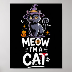 Póster Me Gusta Un Gato Halloween Gracioso Feline Black C