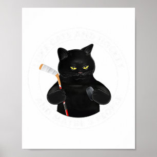 Póster Me gustan los gatos y el hockey y tal vez 3 person