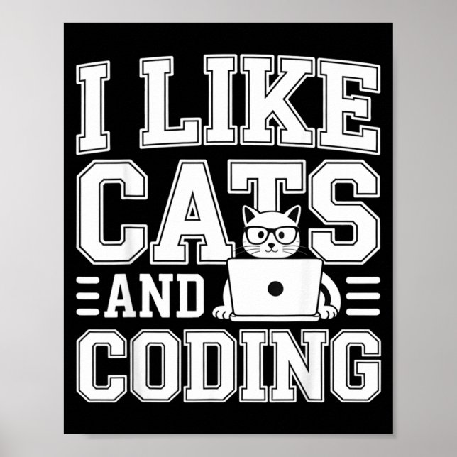 Póster Me gustan los gatos y la programación de código Pr (Frente)