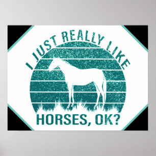 Póster Me gustan mucho los caballos en verde marino 