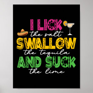 Póster Me Lame La Sal Tragar El Tequila Cinco De Mayo
