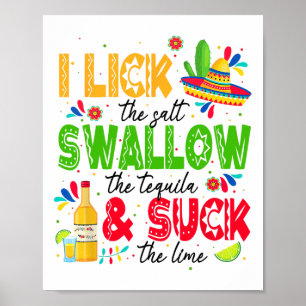 Póster Me Lame La Sal Tragar El Tequila Cinco De Mayo
