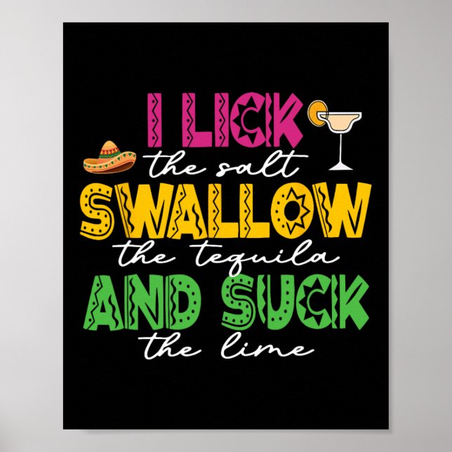 Póster Me Lamo La Sal Tragar El Tequila Cinco De Mayo  (Frente)