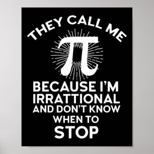 Póster Me Llaman Pi Funny Math Geek Teacher 3.14 Pi Da