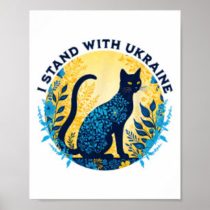 Póster Me mantengo con gato floral de Ucrania Ucrania fue