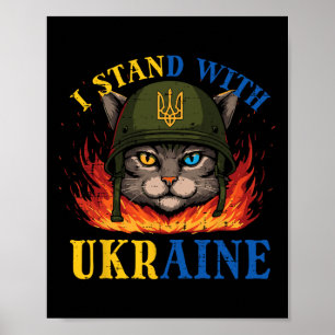 Póster Me mantengo con gato soldado de Ucrania mujeres M