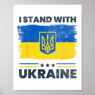 Póster Me mantengo con la bandera de Ucrania - Bandera uc