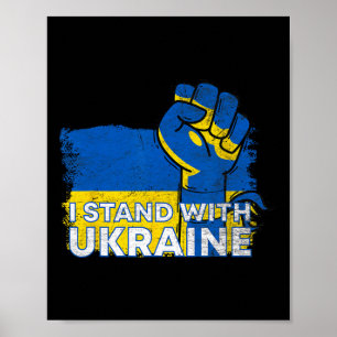 Póster Me mantengo con la bandera de Ucrania - Bandera uc