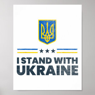 Póster Me mantengo con la bandera de Ucrania - Bandera uc