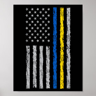 Póster Me mantengo con la bandera de Ucrania EE. UU. - Ba