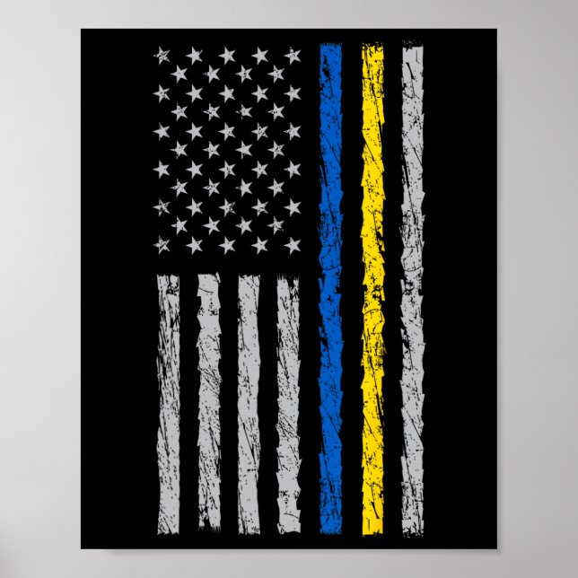 Póster Me mantengo con la bandera de Ucrania EE. UU. - Ba (Frente)