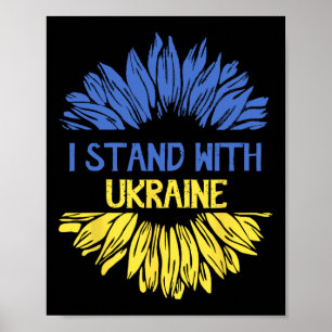 Póster Me mantengo con la bandera de Ucrania Retró Giraso