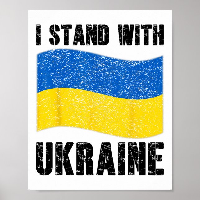 Póster Me mantengo con Ucrania Apoyo a Ucrania Bandera uc (Frente)
