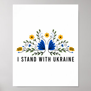 Póster Me mantengo con Ucrania Bandera de Ucrania Girasol