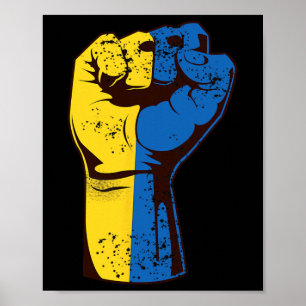 Póster Me mantengo con Ucrania Bandera ucraniana Puño Ucr
