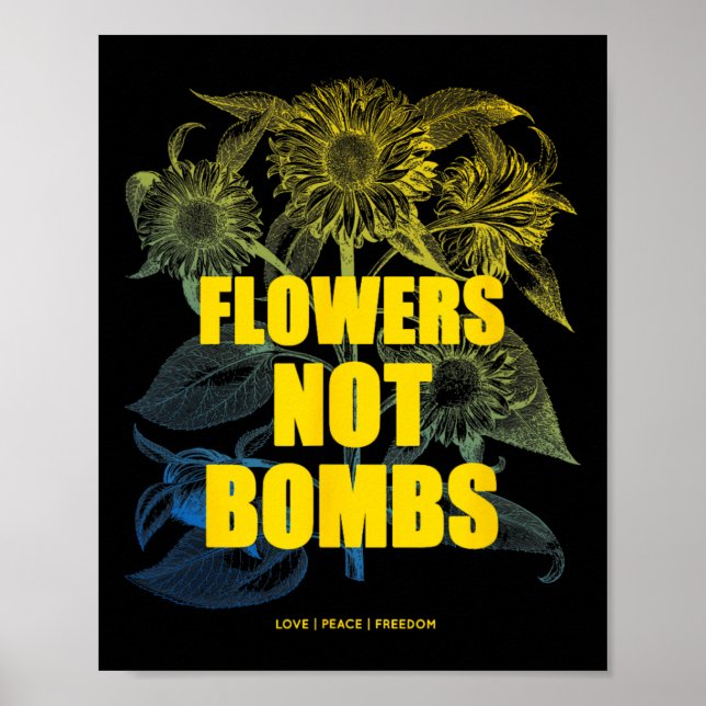 Póster Me Mantengo Con Ucrania Flores No Bombas Paz Ucran (Frente)