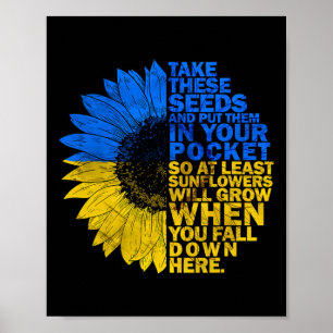 Póster Me mantengo con Ucrania Girasol Bandera de Ucrania