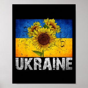 Póster Me mantengo con Ucrania Soporte Girasol Bandera uc