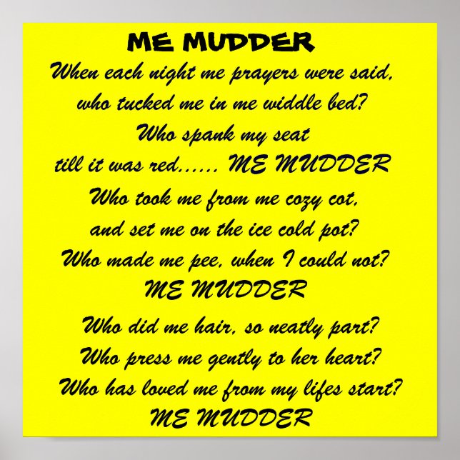 Póster ME MUDDER poster poema (Frente)