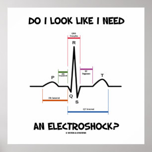 Póster ¿Me Parece Que Necesito Un Electrochoque? ECG EKG